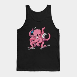 Funny mechanic octopus with tool Tank Top